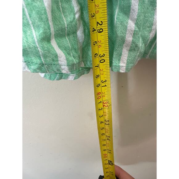 Aerie green and white striped linen blend button-down cover-up shirt M K - Picture 4 of 5